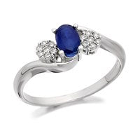 9ct White Gold Diamond And Sapphire Crossover Ring - 10pts - EXCLUSIVE - D7951-P