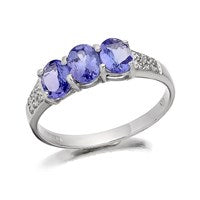 9ct White Gold Diamond And Tanzanite Ring - D7982-K