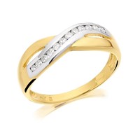 9ct Gold Two Colour Diamond Crossover Half Eternity Ring - 15pts - D8076-P