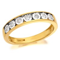 9ct Gold Diamond Half Eternity Ring - 10pts - D8085-Q