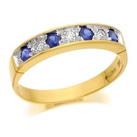 9ct Gold Diamond And Sapphire Half Eternity Ring - 6pts - D8101-P