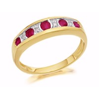 9ct Gold Diamond And Ruby Half Eternity Ring - D8209-L