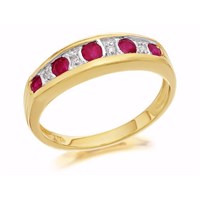 9ct Gold Diamond And Ruby Half Eternity Ring - D8209-Q