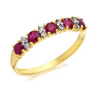 9ct Gold Ruby And Diamond Half Eternity Ring - D8262-N