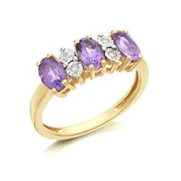 9ct Gold Amethyst And Diamond Ring - D8421-J