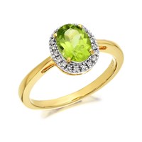 9ct Gold Peridot And Diamond Cluster Ring - 8pts - D8470-J