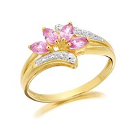 9ct Gold Diamond And Pink Sapphire Ring - EXCLUSIVE - D8488-O