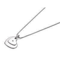 D For Diamond Silver Diamond Set Double Heart Children's Necklace - D8516