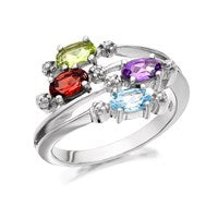 My Diamonds Silver Blue Topaz, Amethyst, Garnet, Peridot And Diamond Ring - D9053-P