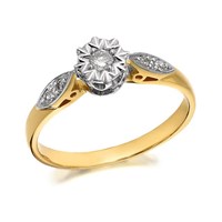 9ct Gold Diamond Ring - 10pts - D9164-N