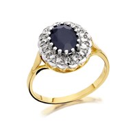 9ct Gold Sapphire And Diamond Cluster Ring - 8pts - D9276-N