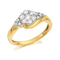 9ct Gold Diamond Crossover Cluster Ring - 1/2ct - D9317-N