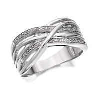 My Diamonds Silver Diamond Crossover Band Ring - 10pts - EXCLUSIVE - D9936-N