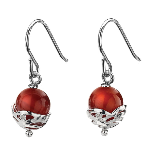 Arabesque Orb Earrings Red Agate