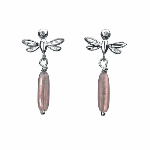 Rose Quartz Dragonfly Earrings