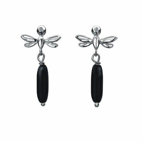 Black Onyx Dragonfly Earrings