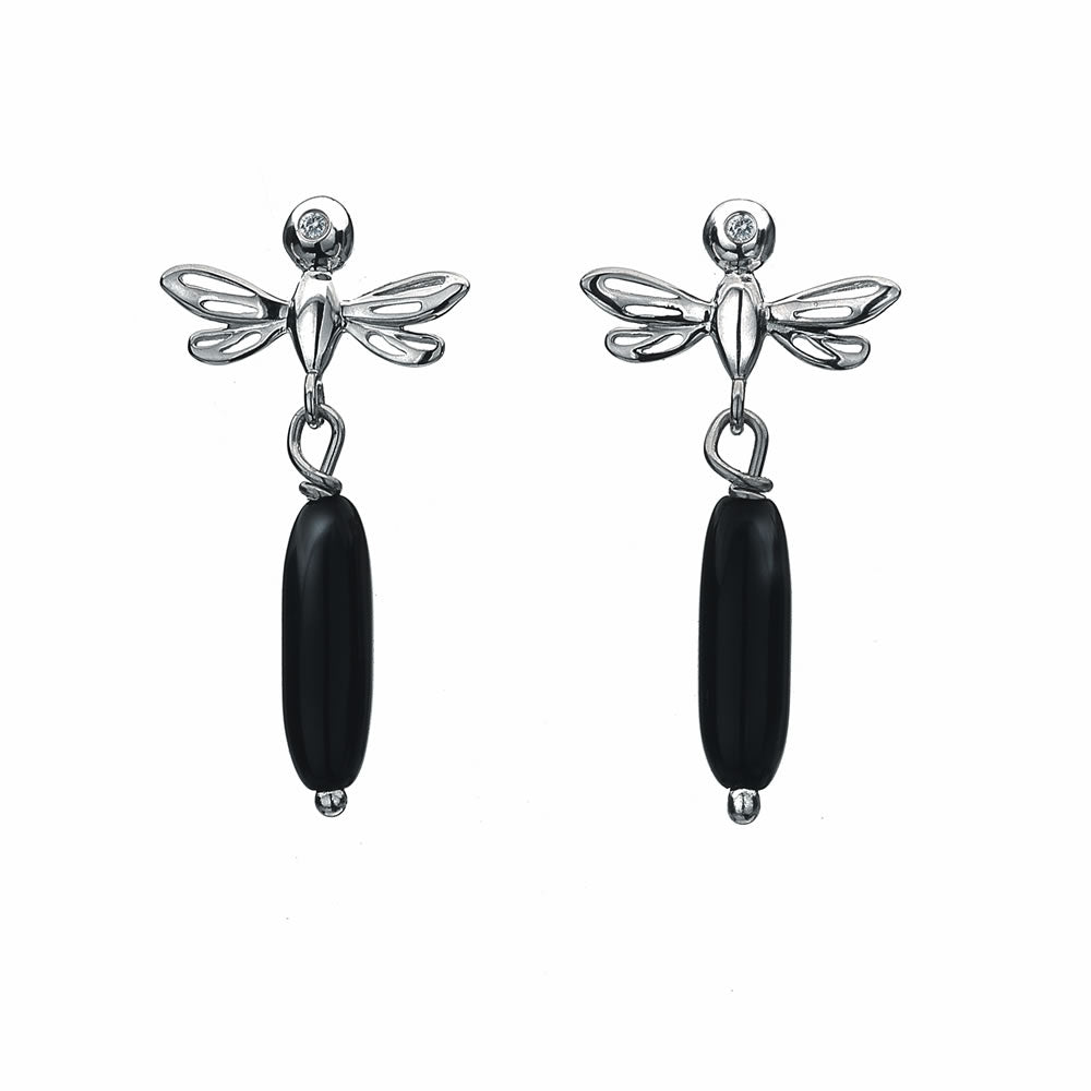 Black Onyx Dragonfly Earrings