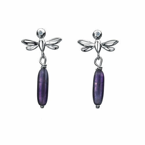 Amethyst Dragonfly Earrings