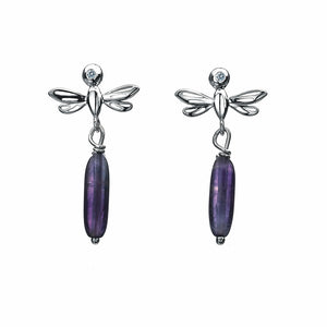 Amethyst Dragonfly Earrings