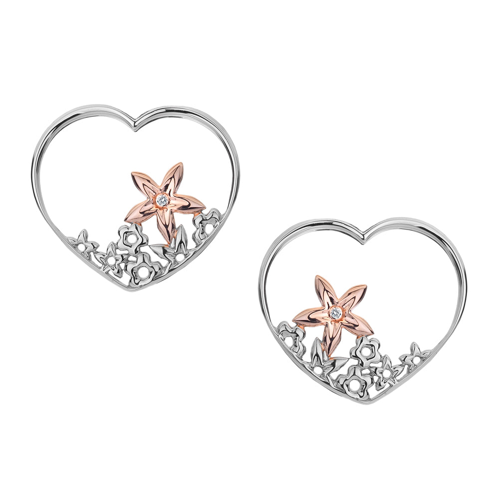 Shades of Spring 18ct Rose Gold Open Heart Earrings