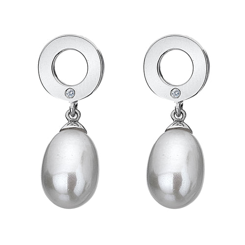 Diamonds & Pearls White Circle Earrings