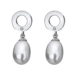 Diamonds & Pearls White Circle Earrings