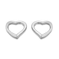 Silver Heart Stud Earrings - 10mm - F0211