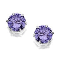 Silver Blue Cubic Zirconia Earrings - 5mm - F0427