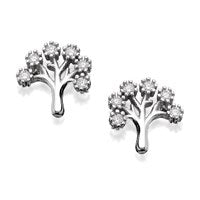 Silver F.Hinds Tree Of Life Cubic Zirconia Stud Earrings - 10mm - F0447