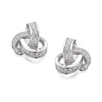 Silver Cubic Zirconia Knot Stud Earrings - 10mm - F0463