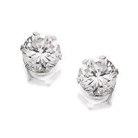 Silver Round Cubic Zirconia Earrings - 4mm - F0484