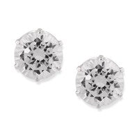 Silver Round Cubic Zirconia Earrings - 6mm - F0491