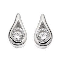 Silver Cubic Zirconia Teardrop Earrings - 9mm - F0495