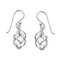 Silver Twisted Spirals Hook Wire Earrings - 32mm drop - F0534