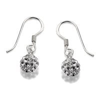 Silver Glitterball Hook Wire Earrings - 20mm - F0825
