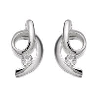 Silver Cubic Zirconia Swirl Earrings - 16mm - F1101