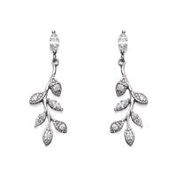 Silver Cubic Zirconia Tendril Drop Earrings - 25mm drop - F1106