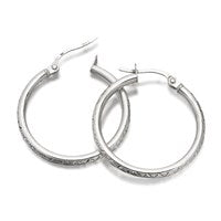 Silver Diamond Cut Hoop Earrings - 24mm - F1317