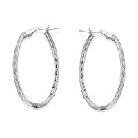 Silver Oval Hoop Earrings - 32mm - F1351
