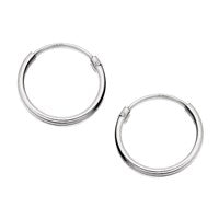 Silver Hinged Hoop Earrings - 14mm - F1364