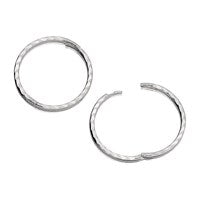 Silver Hinged Diamond Cut Hoop Earrings - 13mm - F1369