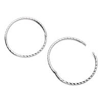 Silver Hinged Diamond Cut Hoop Earrings - 22mm - F1377