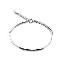 Silver Cubic Zirconia Open Bar Link Bracelet - 7in - F1457