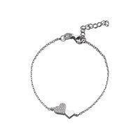 Silver Cubic Zirconia Hearts Bracelet - 7.5in - F1469