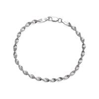 Silver Twisted Herringbone Bracelet - 7in - F1744