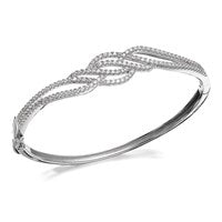 Silver Cubic Zirconia Waves Bangle - F2707