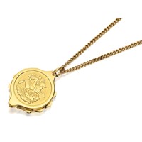Gold Plated St. George SOS Talisman Pendant And Chain - F3002