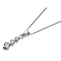 Silver Cubic Zirconia Trilogy Pendant And Chain - F3439