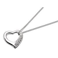Silver Cubic Zirconia Floating Heart Pendant And Chain - F3458