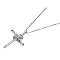 Silver Cubic Zirconia Loop Cross And Chain - F3602